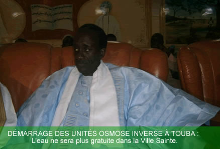 projet de doter la ville de Touba d'un réseau de distribution d'eau potable