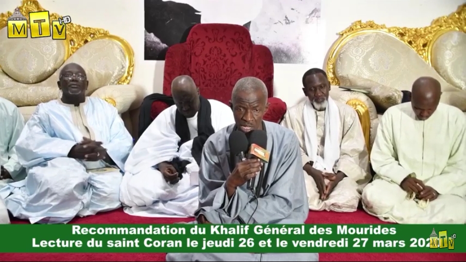 NDIGUEL du Khalife Général des Mourides lecture du saint Coran le jeudi 26 ou vendredi 27 mars